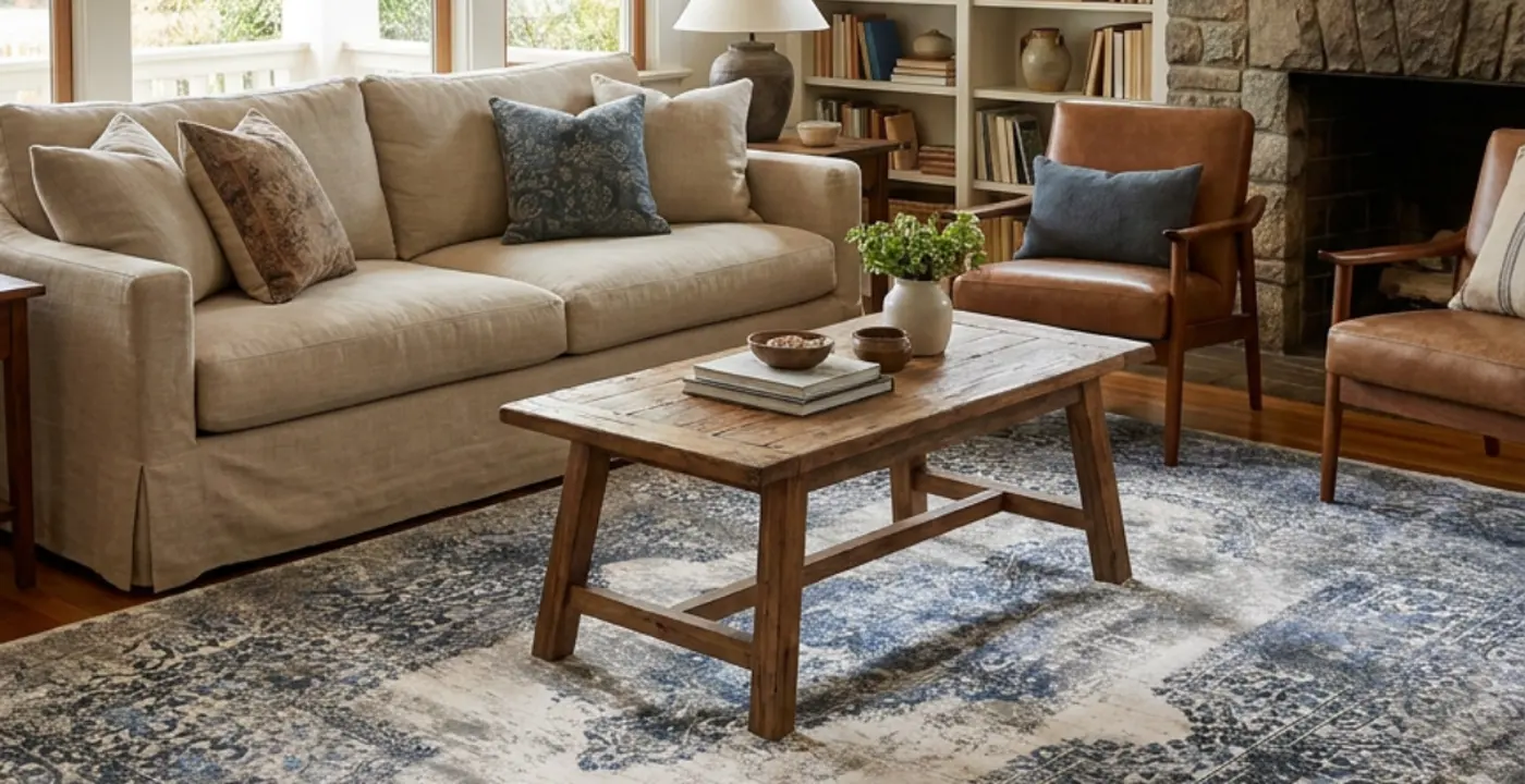 A luxury APCO rug in a refined living room